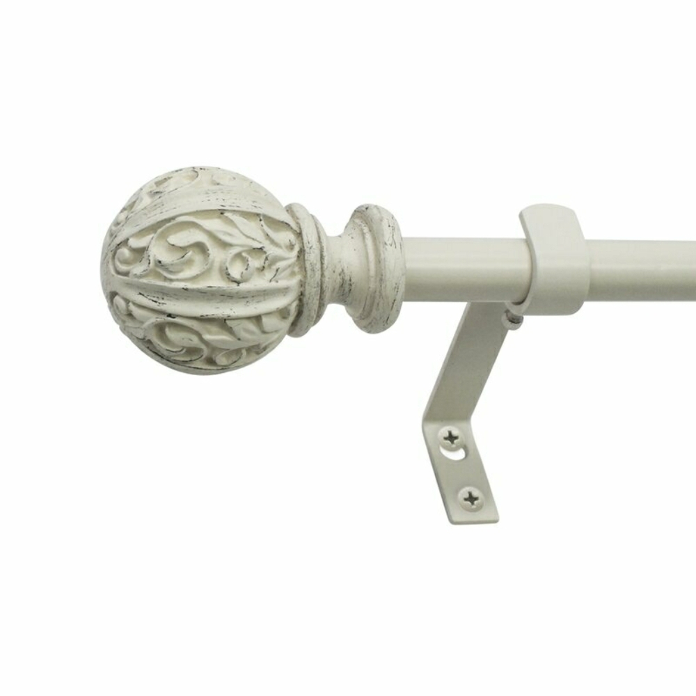 Yeldell Adjustable Core Leaf Ball Drapery Curtain Rod/Hardware Set Of 2 New